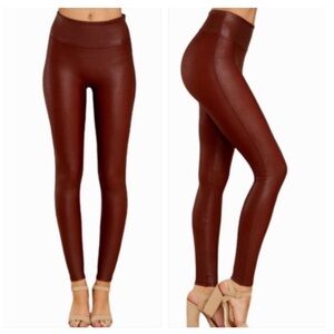 Spanx Faux Leather Brown Leggings Size M NWOT